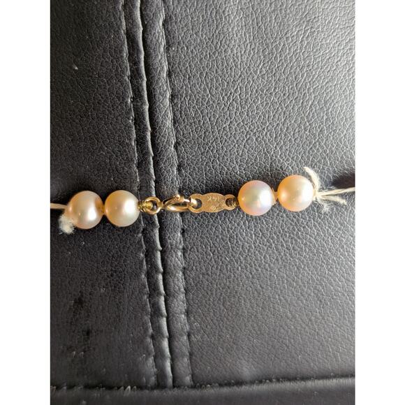 4mm - 5mm Genuine Pink Pearl 18" Strand Necklace W/ 14k Gold Clasp Need Restrung - Picture 7 of 9